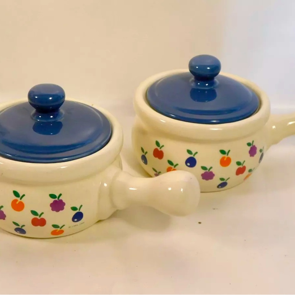 Vintage New Aventure ORCHARD Crock mid century 1984 RARE- Set of 4 pieces